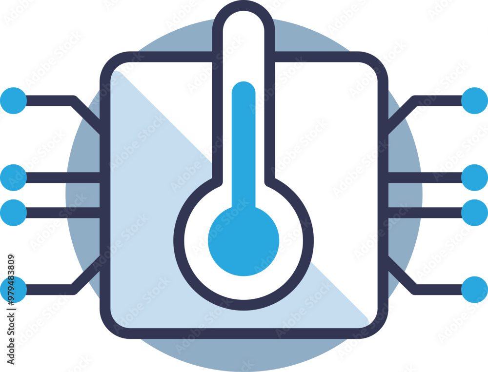 Illustration of a temperature sensor icon with a thermometer and ...