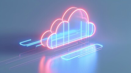 Sticker - A vibrant neon cloud graphic representing digital storage and connectivity, ideal for tech or cloud computing themes.