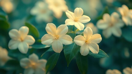 Poster - Delicate White Flowers in a Garden