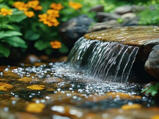 Canvas Print - Waterfall in a Garden