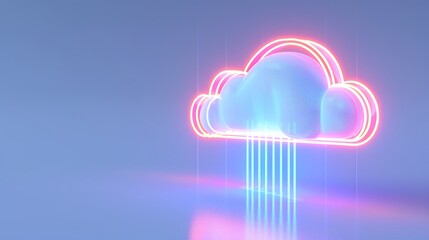 Sticker - A vibrant neon cloud illustration, showcasing colorful rain and a calming blue background, perfect for digital and creative themes.