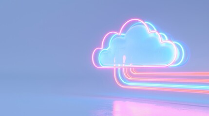 Sticker - A vibrant, neon cloud design with colorful lines flowing from it, representing digital connections and innovative technology.