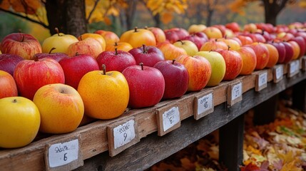 Wall Mural - Fresh Apples on Wooden Stand