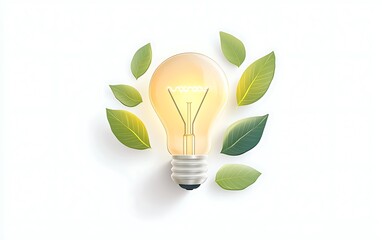 Wall Mural - illuminating the future: minimalist light bulb symbolizing renewable energy on white background