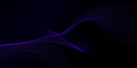 Wall Mural - Abstract purple waves on a black background.