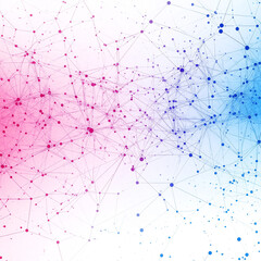 Wall Mural - A blue and pink line of dots that are connected to each other
