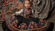 © Thavesak - Vibrant Hungarian Girl in Matyo Embroidered Dress with Floral Patterns in Full-Body Pose