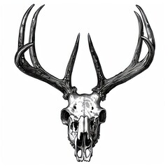 Poster - Detailed deer skull illustration