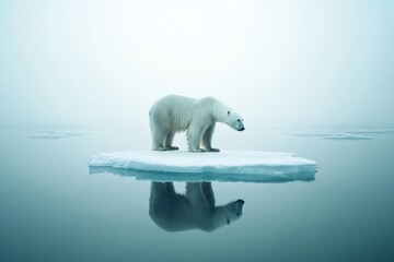 polar bear standing on shrinking ice