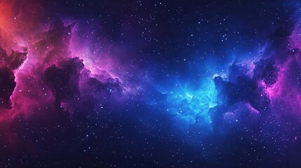 Wall Mural - cosmic nebula stardust wallpaper in vibrant blue purple and magenta galaxy hues digital illustration