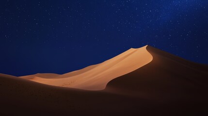 Wall Mural - This nighttime background features a sky with a blue gradient and undulating sand dunes that create an appealing desert landscape.