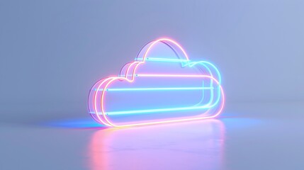 Poster - Vibrant neon cloud design, showcasing colorful light trails against a sleek backdrop, perfect for modern tech and digital themes.