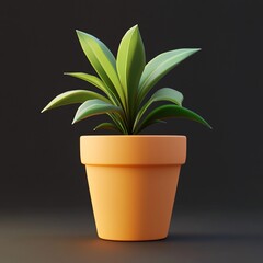 Sticker - 3D Plant Pot Icon: Container for Growing Plants Illustration Logo