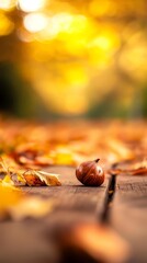 Wall Mural -  An onion atop a weathered table amidst a lush, leafy environment with foliage scattered around