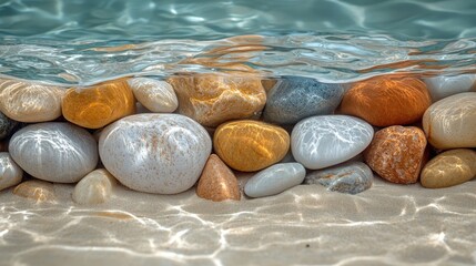 Sticker - Seabed with Sunbeams and Smooth Stones