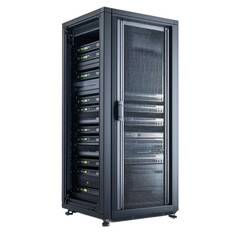 server rack side view isolate on transparent background