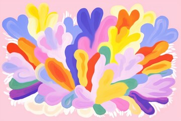 Sticker - Rainbow flowers art abstract painting.