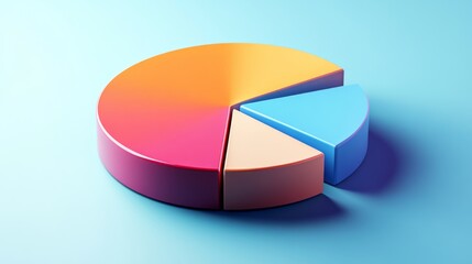 Aufkleber - A side view of a 3D pie chart with shadows and depth effects, demonstrating the proportions of each segment in a sleek, minimalistic design.