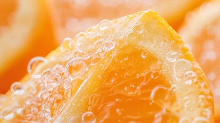 Wall Mural -  Close-up of a lemon slice with water droplets atop and below