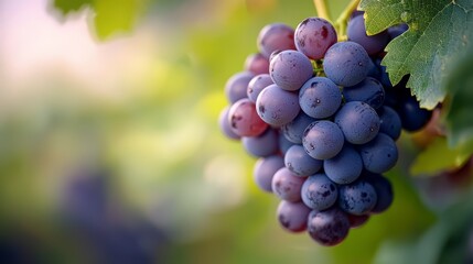  A bunch of grapes hanging from a vine on a trellis