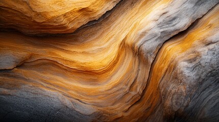 Wall Mural -  A tight shot of a rock formation with a yellow light emanating from its peak