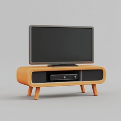 Wall Mural - 3D TV Stand Icon: Furniture Supporting a Television Illustration Logo