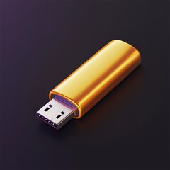 Wall Mural - 3D USB Flash Drive Icon: Portable Storage for Data Transfer Illustration Logo