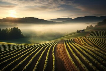 Sticker - Agriculture in europe landscape sunlight outdoors.