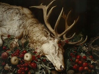 Sticker - Still Life with Stag Head and Fruit