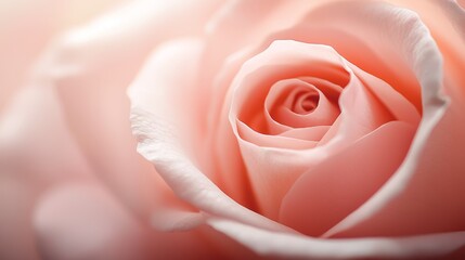 Wall Mural -  A tight shot of a pink rose with a gentle focus on its petal center