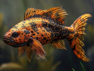 Poster - Orange and Black Spotted Fish in Aquarium