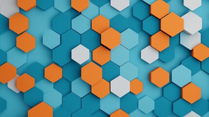 Sticker - A colorful background with blue, orange, and green hexagons