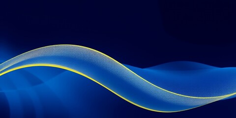 Wall Mural - Abstract blue and yellow wave design.