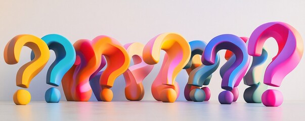 Colorful question marks posing unsolved problems