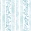 © maritime_m - Seamless background with , shells, nautilus and starfish on blue watercolor stripes. Abstract marine background. Vector. Perfect for design templates, wallpaper, wrapping,fabric, print and textile.