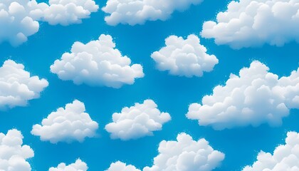 seamless pattern of fluffy clouds against a bright blue spring sky