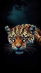 Wall Mural - A leopard is staring at the camera with its mouth open