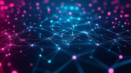 Wall Mural - A blue and pink line of dots that are connected to each other