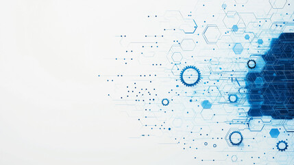 Wall Mural - A blue and white background with a lot of hexagons and dots