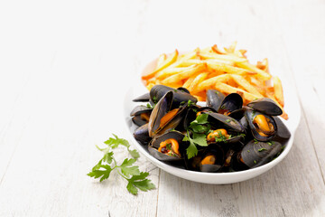 Poster - Moules Frites – Traditional French Dish with Fresh Mussels and Crispy Fries