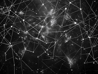 Wall Mural - A black and white image of a starry sky with many lines and dots