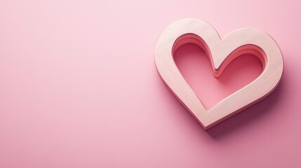 Banner Of Two Pink Wooden Interlocking Hearts With High Gloss Finish On Pink Background - Valentine's Day / Marriage Concept with generative ai