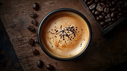 Coffee Cup on Wooden Surface