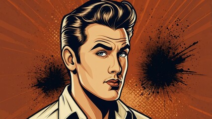 Wall Mural - handsome staring pin up man vector illustration background