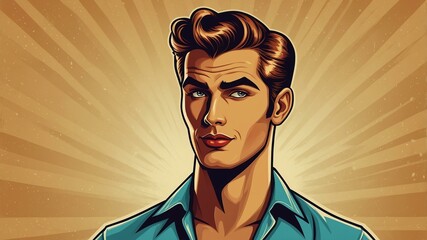 Wall Mural - handsome anticipating pin up man vector illustration background