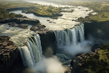 Wall Mural - Waterfall land landscape outdoors.