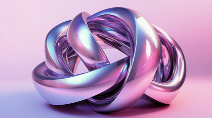 Aufkleber - Abstract metallic shape reflecting light on pink background