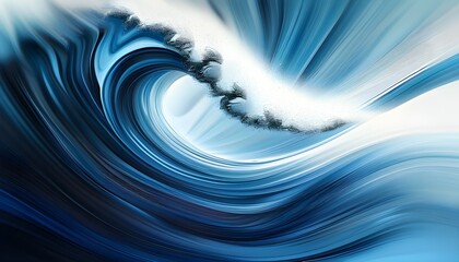 Fluid Blue Abstract Waves with Smooth Blur and Digital Motion Effects