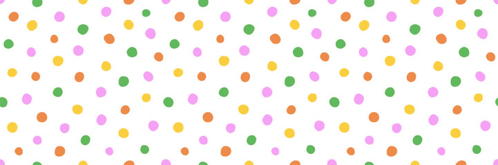 Wall Mural - colorful seamless pattern set of hand drawn polka dots. trendy design with abstract shapes, simple a