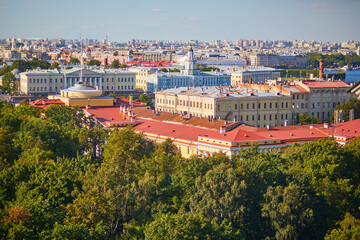 Wall Mural - Aerial scenic view of St.Petersburg, Russia. Photo taken from the St. Isaac's Cathedral.